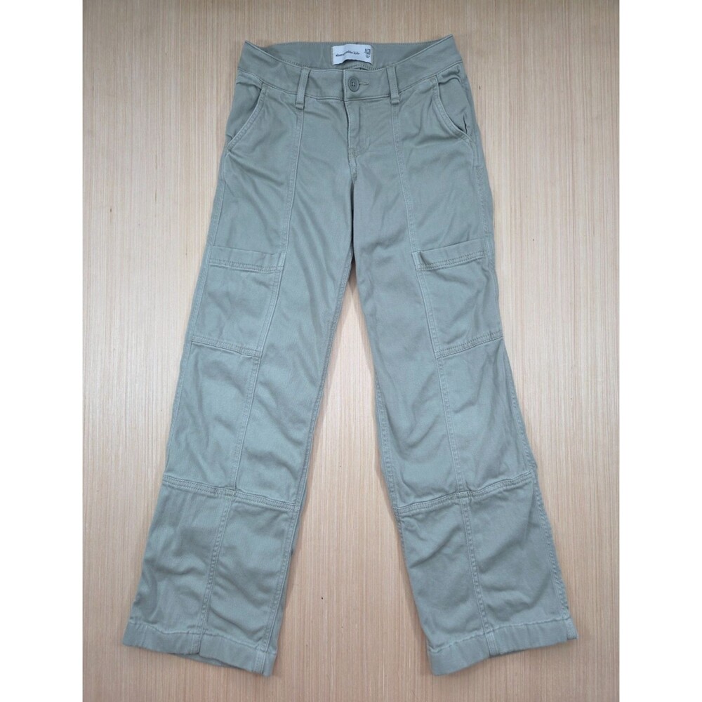 Abercrombie Kids Girls 9/10 Long Low Rise Baggy Cargo Pants Olive Green
